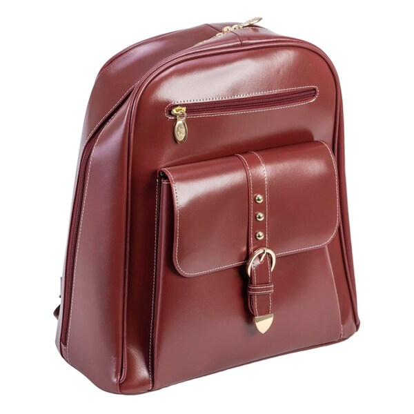 Mckleinusa McKlein 14.5 in. Madison Leather Business Laptop Tablet Backpack, Red 99556 - main